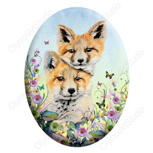 OlympiArt Studio Cabochon, 40X30mm, Foxes