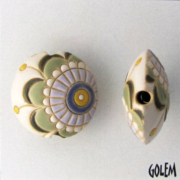 Paisley Mandala, Golem Studio Beads, Pendant, Lentil, 1/Pk