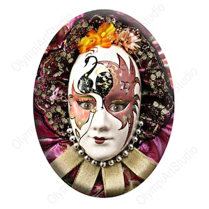 OlympiArt Studio Cabochon, 40X30mm, Masquerade Clown Mask