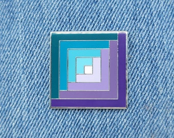 Nebula Log Cabin Quilt Block Enamel Pin | Hard Enamel Pin