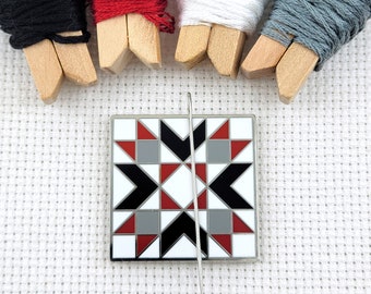 Needle Minder Wyoming Valley Quilt Block | Hard Enamel