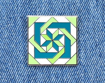 Juniper Labyrinth Star Quilt Block Enamel Pin | Hard Enamel Pin