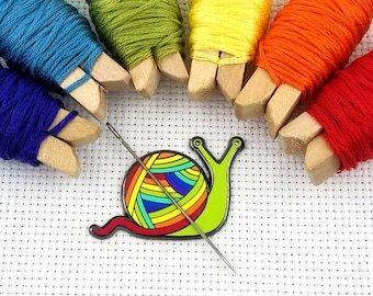 Crafty Snail Rainbow Needle Minder | Hard Enamel