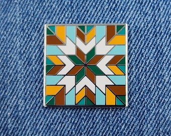 Starburst Quilt Block Enamel Pin | Woodlands