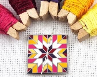 Starburst Quilt Block Needle Minder | Arizona Sky