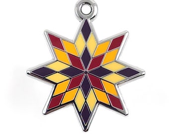 Blazing Star Quilt Block Arizona Rain Charm | Hard Enamel Charm Jewelry