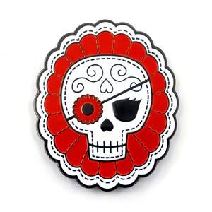 Skull Sister Hard Enamel Pins Double Post Back Large Skull