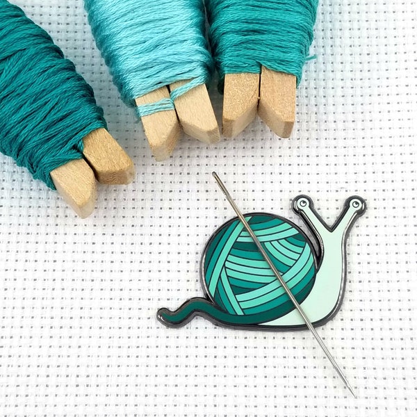 Crafty Snail Teal Needle Minder | Hard Enamel