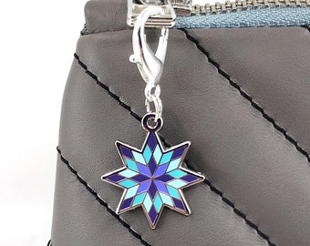 Blazing Star Quilt Block Purple Rain Zipper Pull | Hard Enamel Charm Jewelry