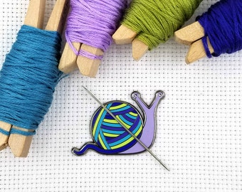 Crafty Snail Purple Multi-color Needle Minder | Hard Enamel