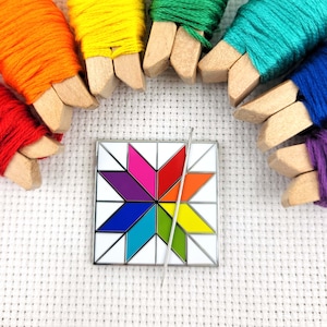 Regenbogen Windrad Stern Quilt Block Needle Minder