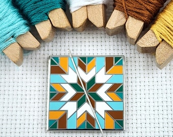 Starburst Quilt Block Needle Minder | Woodlands