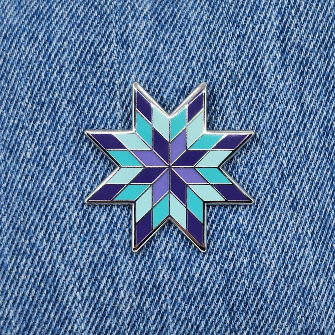 Blazing Star Quilt Block Enamel Pin Purple Rain Etsy