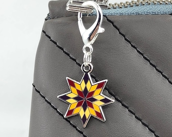 Blazing Star Quilt Block Arizona Sky Zipper Pull | Hard Enamel Charm Jewelry