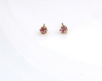 Light Rose Swarovski Studs in Gold