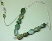 Opal Necklace, Chevron Necklace, Sterling Silver, Green Opal Necklace, Genuine Peridot Necklace, Moss Green Necklace, Statement Necklace