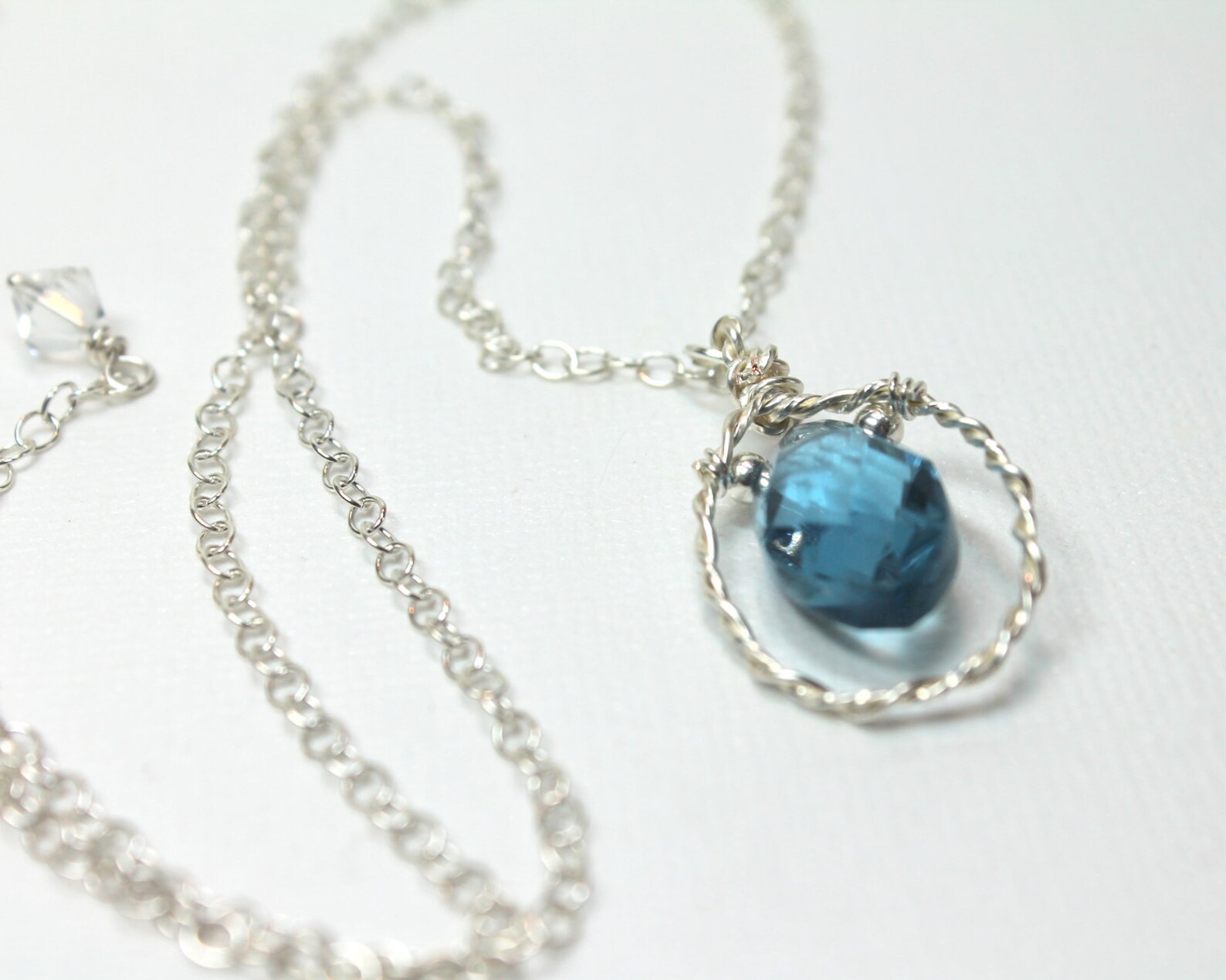 Blue Quartz Necklace Blue Gemstone Necklace Silver Quartz Etsy Italia