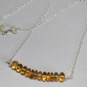 Dainty Citrine Necklace / Citrine Bar Necklace / November Birthstone Necklace / Gemstone Layering Jewelry / Sterling Silver Beaded Necklace image 1
