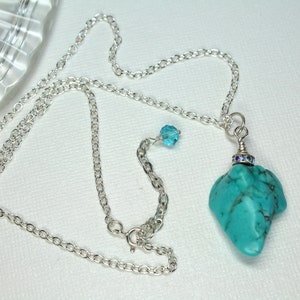 Turquoise Howlite Pendant Necklace: Swarovski Crystal Crown, Boho Style