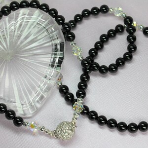 Black Onyx Necklace, Onyx and Crystal Necklace, Onyx Jewelry, Onyx Gemstones, Protection Stone