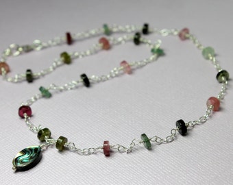 Watermelon Tourmaline Necklace, Gemstone Necklace Tourmaline Jewelry, October Birthstone, Gift For Her