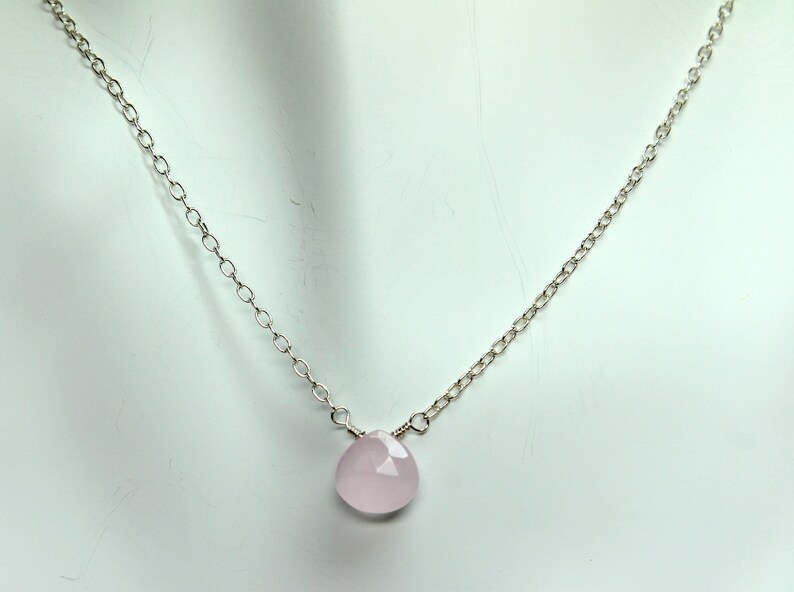 Pink Chalcedony Choker, Chalcedony Necklace, Sterling Silver Necklace, Layering Necklace, Simple Necklace, Minimalist Wedding Jewelry image 9