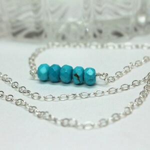 Turquoise Necklace, Silver Layering Necklace, Boho Chic Gemstone Choker, Aqua Blue, Free Shipping, Minimalist, Dainty Choker