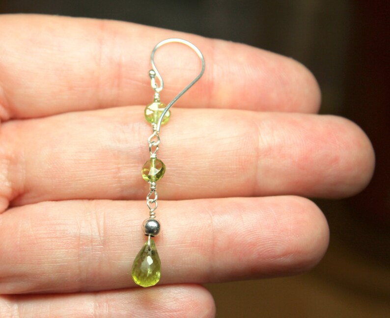 Green Gemstones August Birthstone Silver Peridot Earrings Handmade Dangle Earrings Long Peridot Earrings Long Drop Earrings