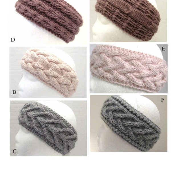 Cashmere knitted headband ear warmer head wrap women's black brown navy red purple violet white