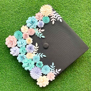 Graduation Cap Topper Paper Flowers, 24pcs, Mix Sizes, 3 style flowers, loose paper flowers no stem, 1-inch wide up to 2-inches wide flowers