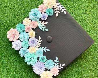 Graduation Cap Topper Paper Flowers, 24pcs, Mix Sizes, 3 style flowers, loose paper flowers no stem, 1-inch wide up to 2-inches wide flowers