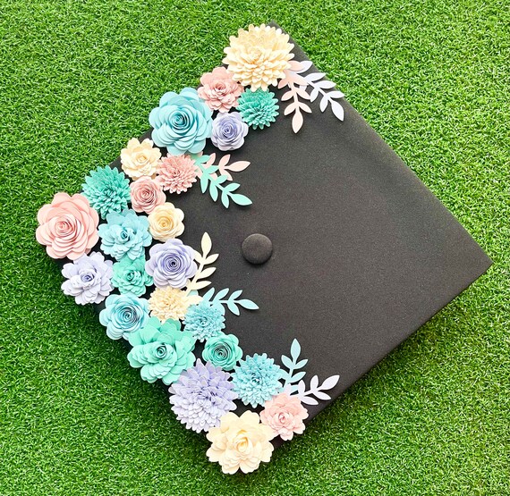 24 pieces Rolled Paper Flowers Graduation Cap Topper Embellishments, 1 inch to 2 inch wide