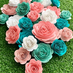 24 pcs Rolled Paper Flowers, loose flowers, no stem, 1 inch,1.50 inches, or Approx. 2inches wide