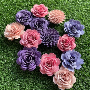 Paper Flowers - Embellishments,  assorted sizes (approx. 1.50 inches wide) 13 pieces
