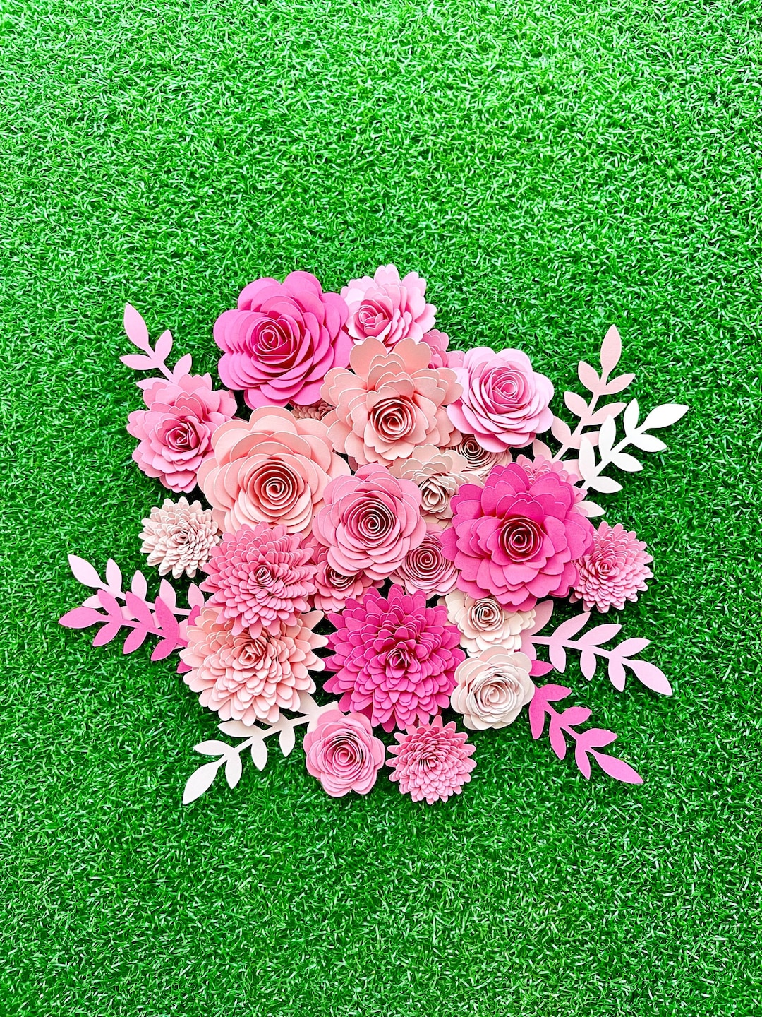 Rolled Paper Roses Pink 24 Pieces Assorted Pink Rolled Paper Flowers, Approx. 1 Inch to 2 Inch ...