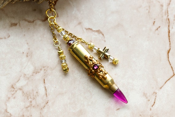 Bullet Casing Necklace 223 Bullet Dark Pink Resin Jewelry Bullet Boho Bullet Keychain Genuine Bullet Shell Gift Birthday Stone Etsy