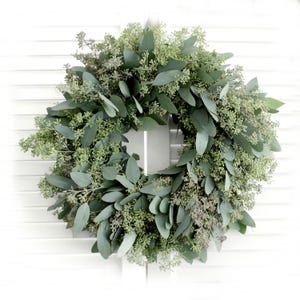 Fresh Seeded Eucalyptus Wreath, Natural Greenery, Elegant Front Door & Wedding Style, 12" 16" 20" 24" image 12