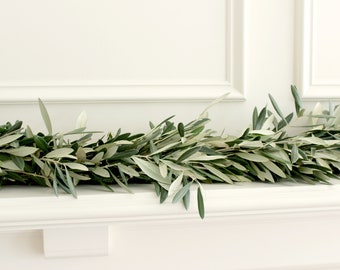 Handmade Fresh Olive Branch Greenery Garland – for wedding, home decor, holiday party, Christmas decor