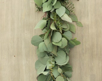 Handmade Fresh Baby Blue & Silver Dollar Eucalyptus Garland – for wedding, home decor, holiday party, Christmas decor