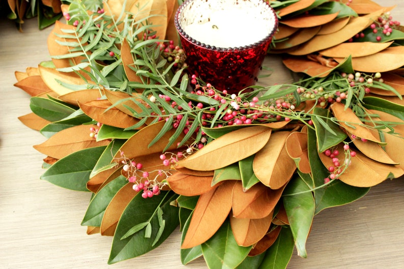 Fresh Handmade Christmas Wreath Magnolia & Pepperberry 12 Etsy