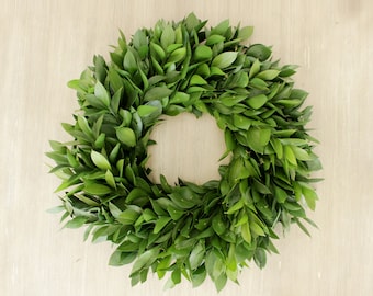 Fresh Handmade Forever Love Wreath 20 inch - Israeli Ruscus Wreath - for Front Door, Wedding, Spring & Summer Decor, Thanksgiving, Christmas