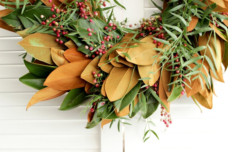 Fresh Handmade Christmas Wreath Magnolia & Pepperberry 12 Etsy