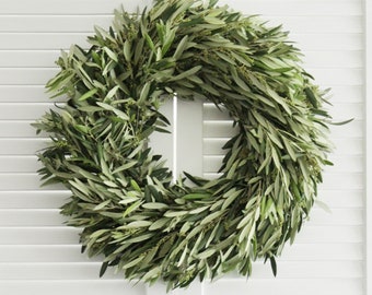 Fresh Handmade Olive Branch Wreath 20" - Greenery Wreath for Mother's Day Gift, Home Decor, Wedding, Housewarming