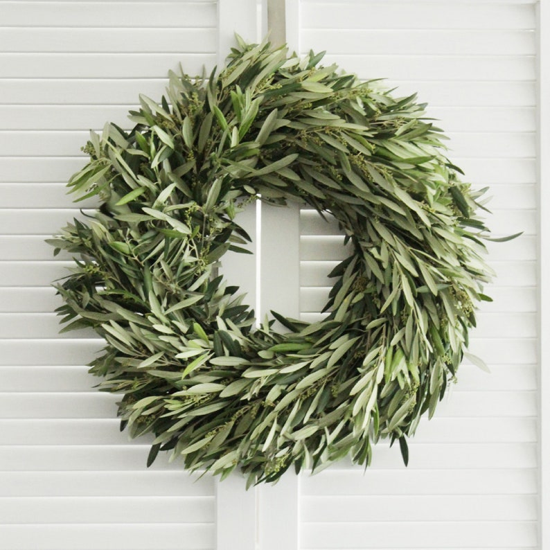 Fresh Handmade Olive Branch Wreath 20 Greenery Wreath for Mother's Day Gift, Home Decor, Wedding, Housewarming image 1