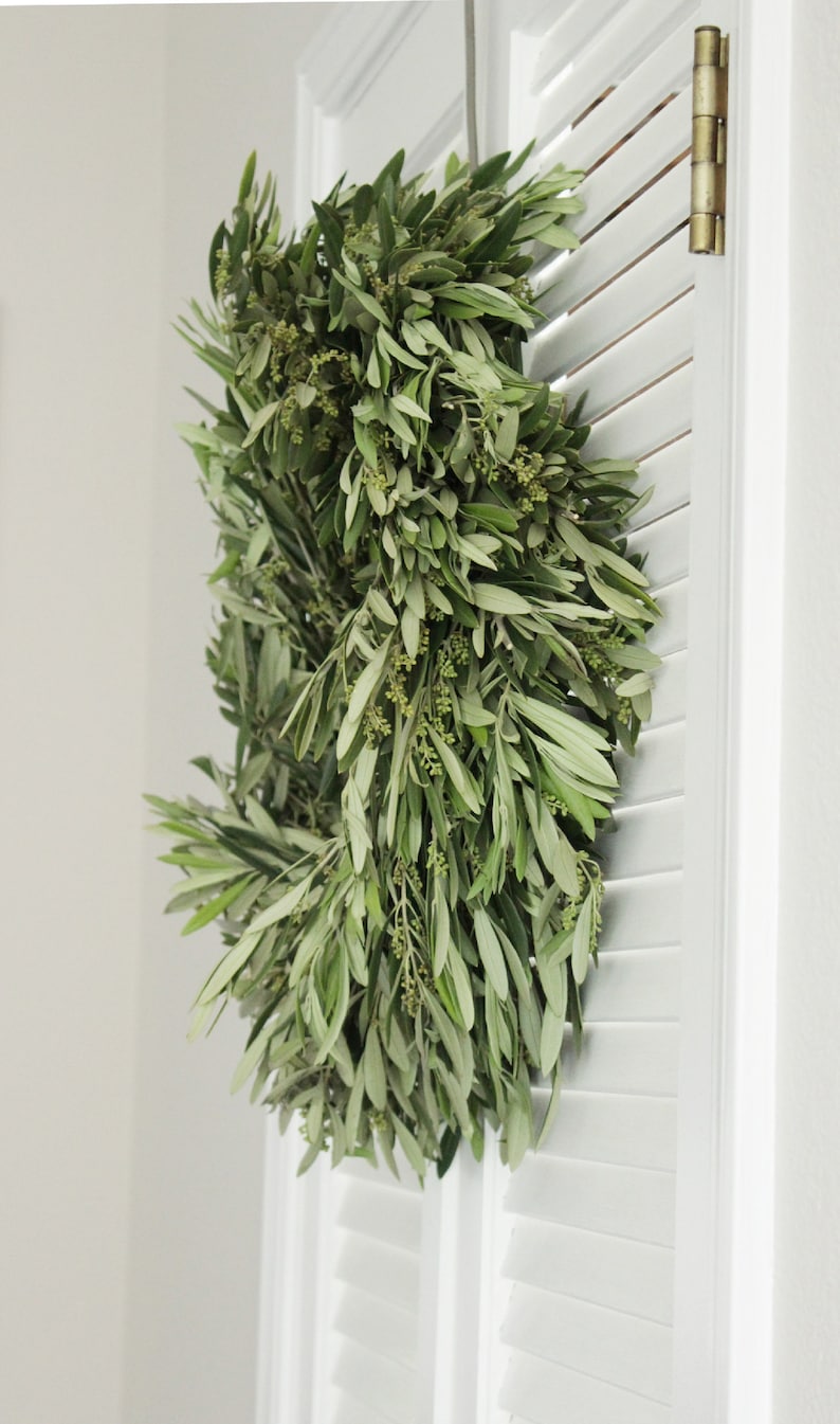 Fresh Handmade Olive Branch Wreath 20 Greenery Wreath for Mother's Day Gift, Home Decor, Wedding, Housewarming image 2