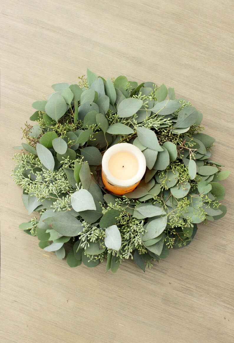 Fresh Seeded Eucalyptus Wreath, Natural Greenery, Elegant Front Door & Wedding Style, 12" 16" 20" 24" image 10