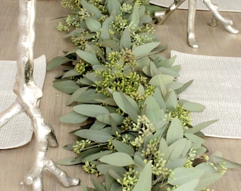 Handmade Fresh Seeded Eucalyptus Greenery Garland – for wedding, home decor, holiday party, Christmas décor