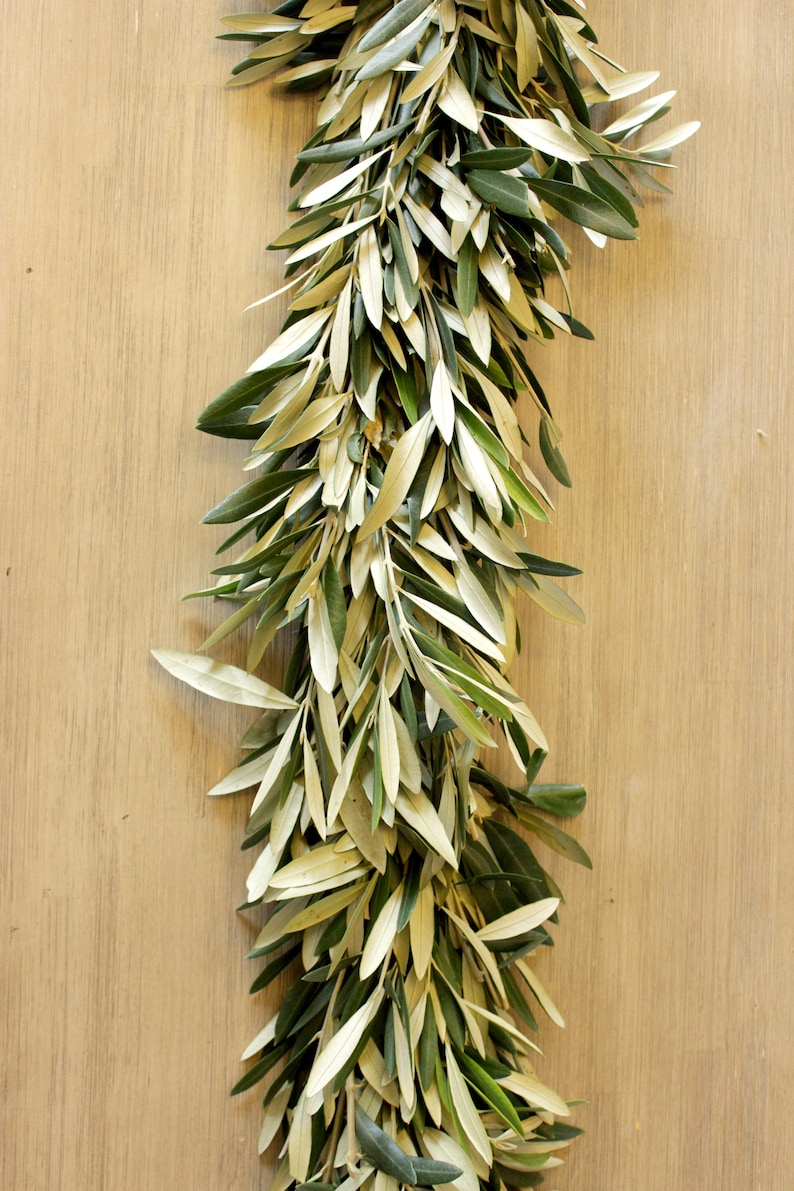 Handmade Fresh Olive Branch Greenery Garland 6 feet for Home Wedding Holidays Fall & Winter Table Décor image 2