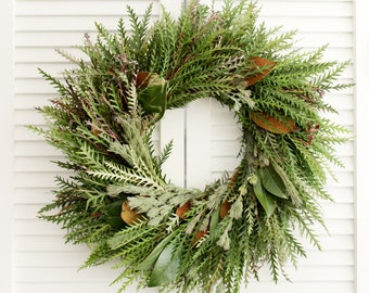 Fresh Handmade Cozy Cottage Wreath - Greenery Wreath for Mother's Day Gift - Front Door – Home Décor - House Warming