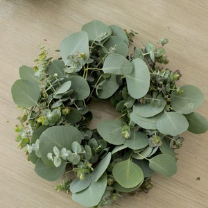 Fresh Handmade Farmhouse Wreath 12 inch Baby Blue & Silver Dollar Eucalyptus Greenery Wreath Home Décor Housewarming Gift Wedding image 9